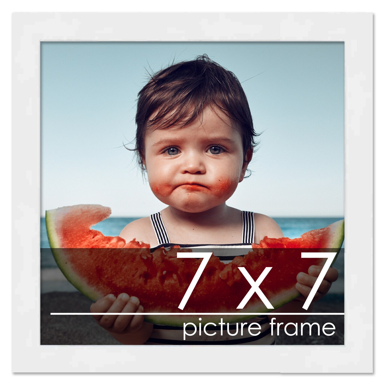 Square Classic Modern White Picture Frame - UV Acrylic, Foam Board Backing, Hanging Hardware